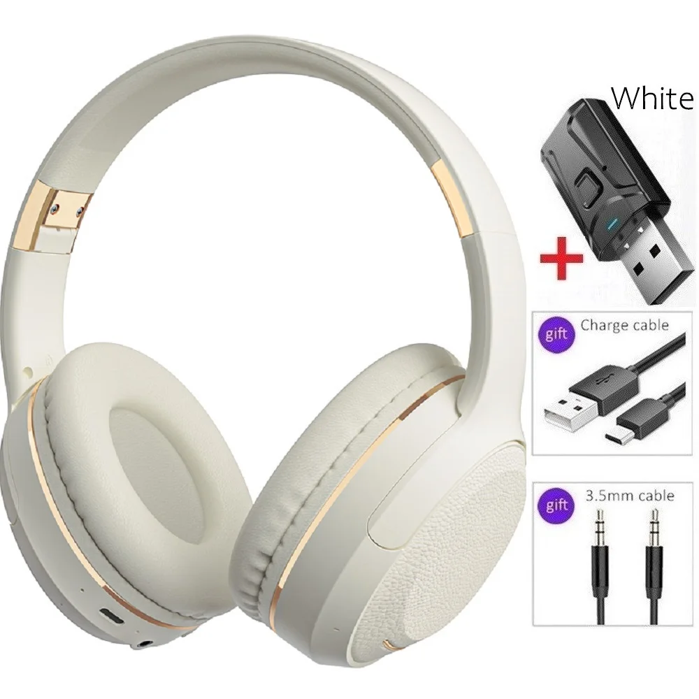 Drahtlose TV-Kopfhörer, Bluetooth 5.0, USB-Adapter, Stereo-Headset, faltbare Helm-Ohrhörer mit Mikrofon für Samsung TV PC Musik – Detail 21