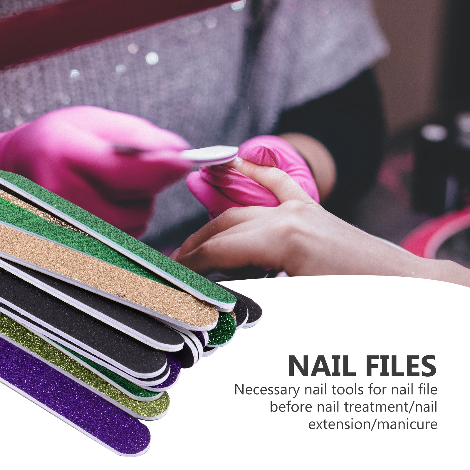 

20pcs Glitter Nail Files Boards Grit For Natural Acrylic False Nails Manicure Pedicure Tools Nail Art Shaping Filing