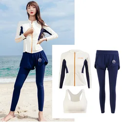 3pcs/set Rash Guards Long Sleeve Swimsuits Zip Up Swim Shirts with Boyshorts Leggings Quick Dry Exercise Athletic Outfits Set