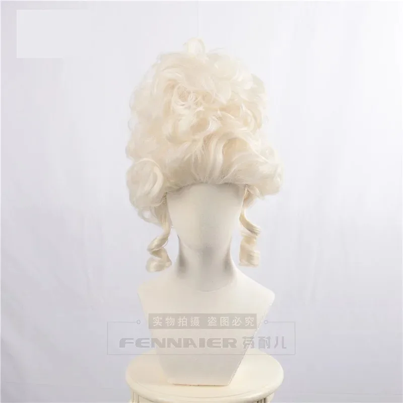 2025 aaa Retro Royal Cosplay Marie Antoinette Moonlight White Queen Court Masquerade Halloween Costume Hair Wigs + Wig