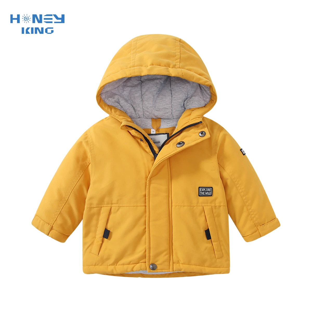 

HONEYKING Children's Padded Jacket Baby Girls Winter Thicken Warm Plus Velvet Hooded Parka Coat Toddler Kids Cotton Outwear