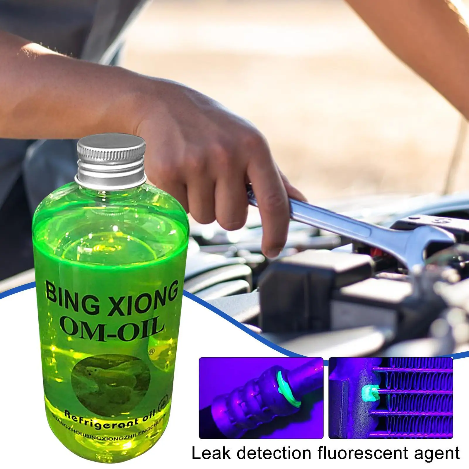 500ml refrigeration oil Universal Fluorescent Leak Detection Dye Heavy-Duty Fluid Eco-Friendly Zero-Leak Solution for Car AC