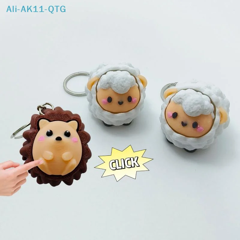 NEW Cute 3D Printed Animal Fidget Clicker Keychain Eco Friendly Material Perfect For Stress Relief Bag Pendant Use