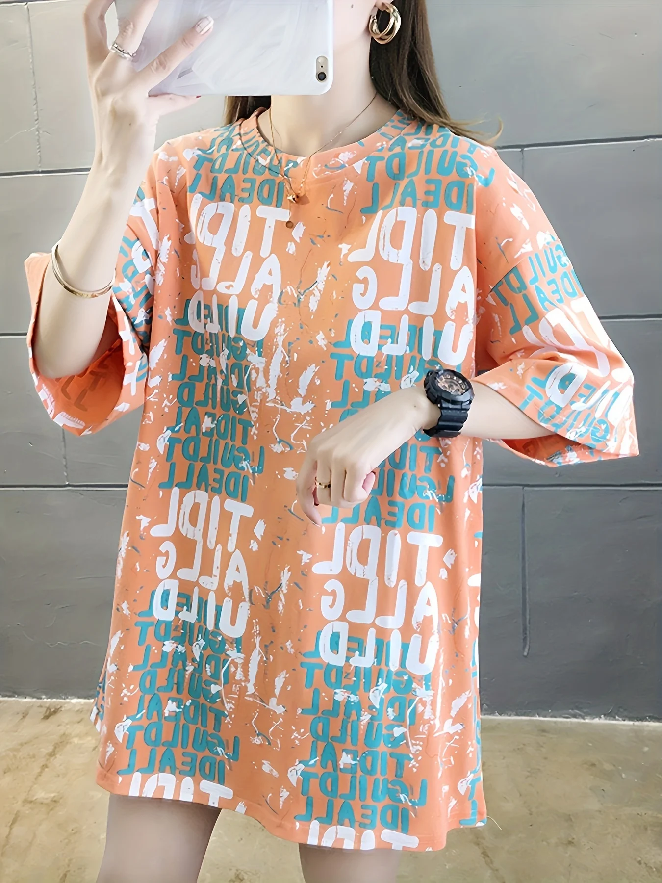 Adult and Children's Korean Style Energetic 3D Printed Loose T-shirt with Lazy Feeling for Girlfriends and Couples' Tops