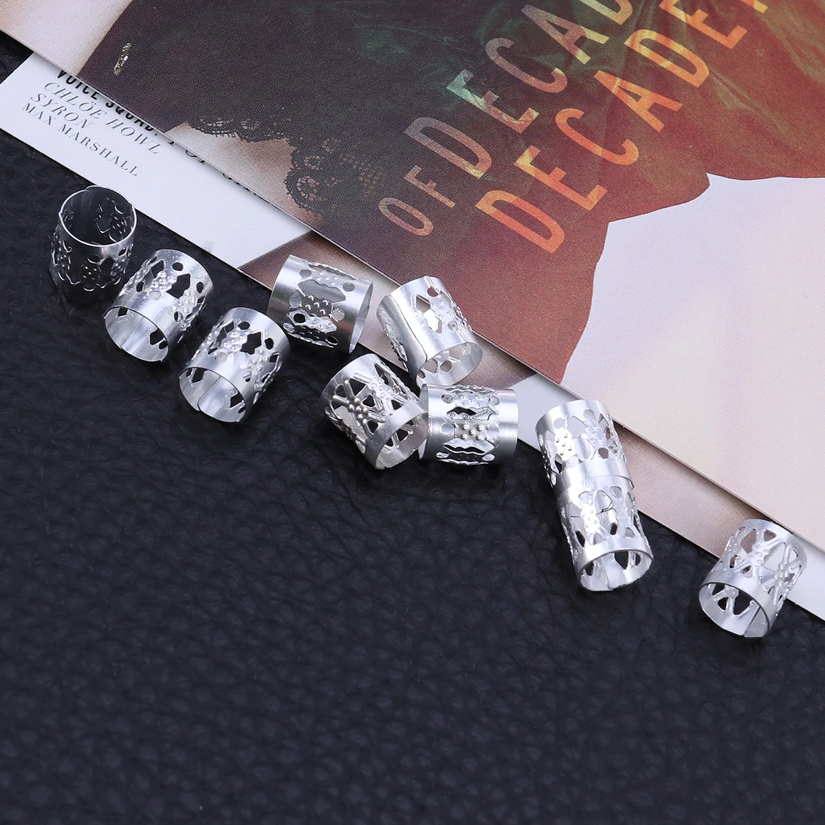 

10 Pcs Hair Accessories for Braids Aluminum Ring Cuffs Silver Dreadlock Rings Miss