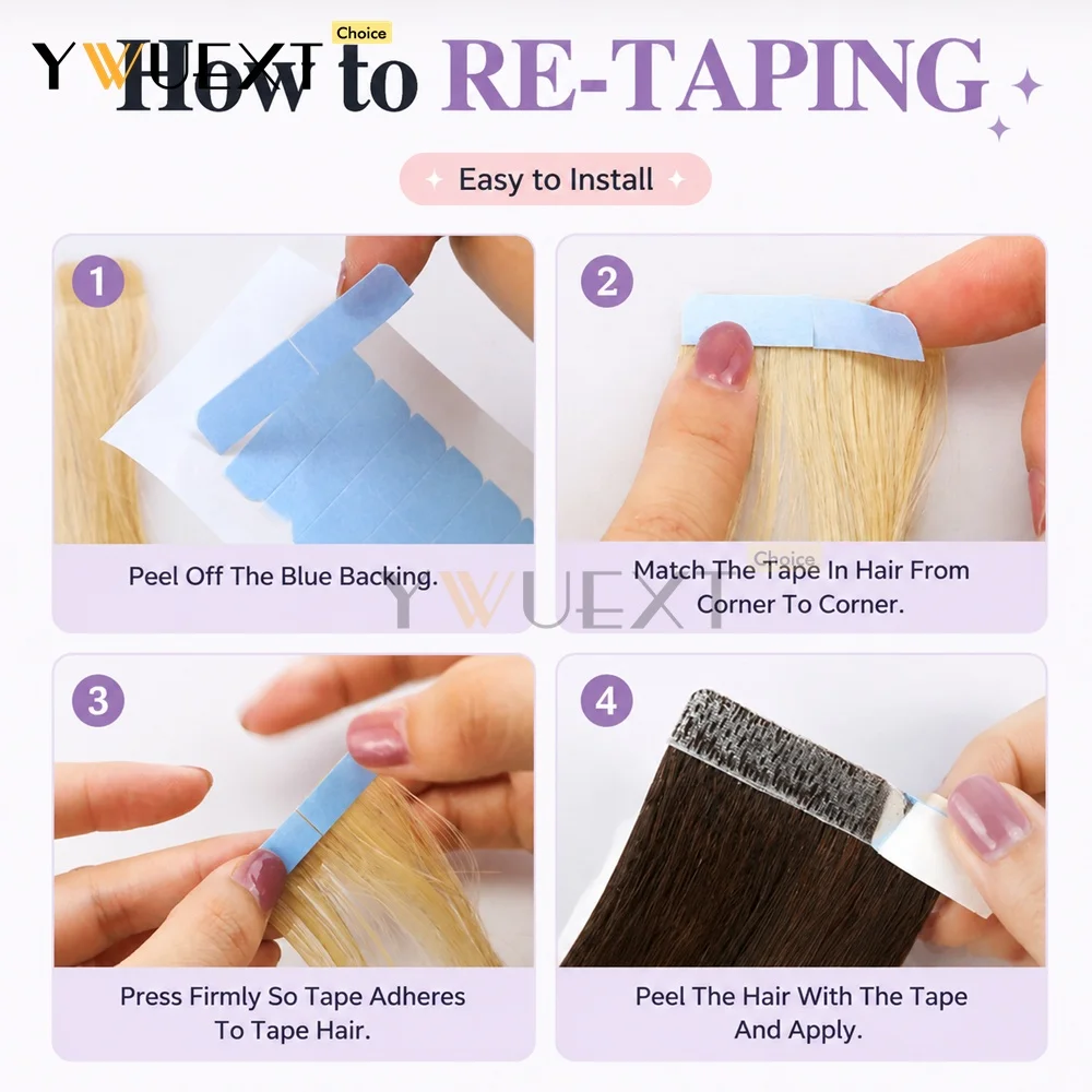 Invisible Tape in Human Hair Extensions PU Skin Weft Hair 12-20 inches Natural Straight Seamless Tape in Hair 10pcs/pack YWUEXT