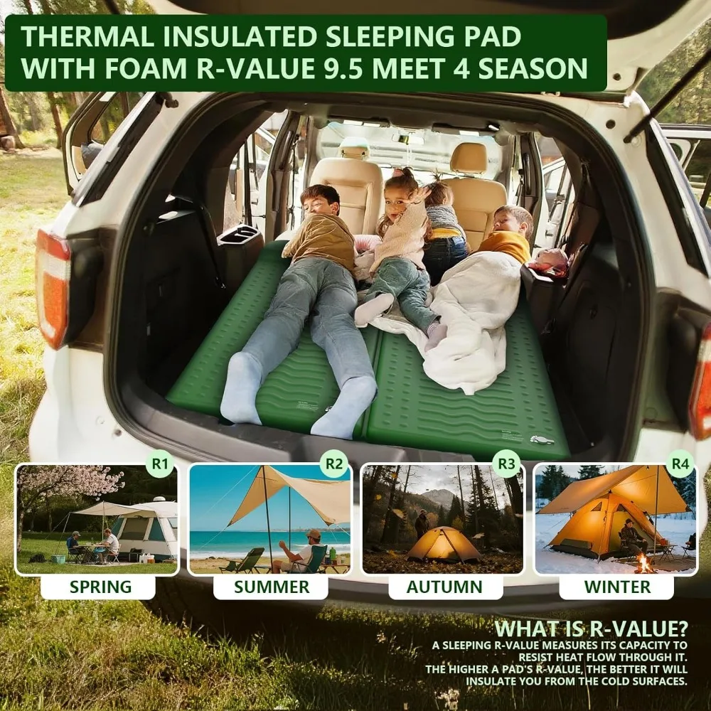 بساط نوم قابل للنفخ مريح للغاية مع وسادة، عزل عالي R-Value 9.5، رغوة مدمجة وسميكة للتخييم في الهواء الطلق #6