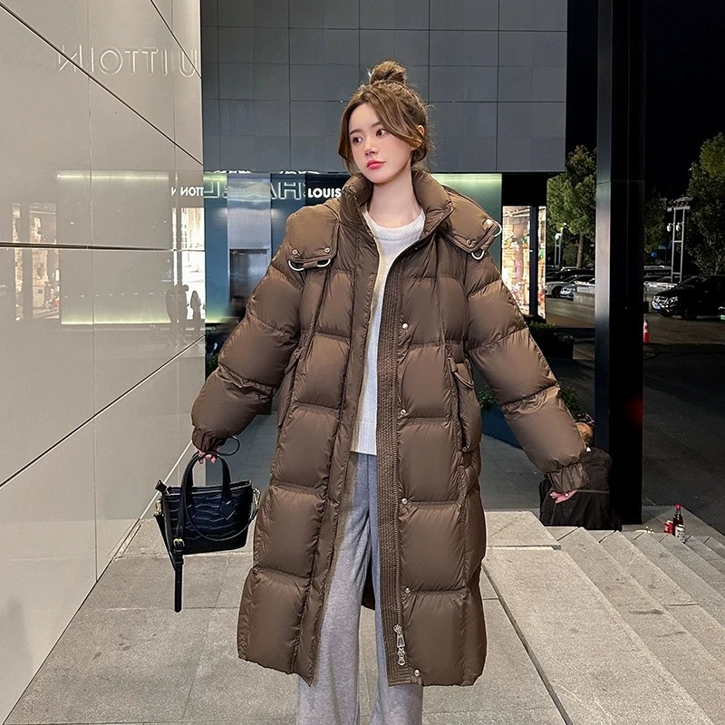 

Women's Loose Windproof Down Coat, Thick Parka, Warm Outerwear, Korean, Simple, High Street, Female, Winter