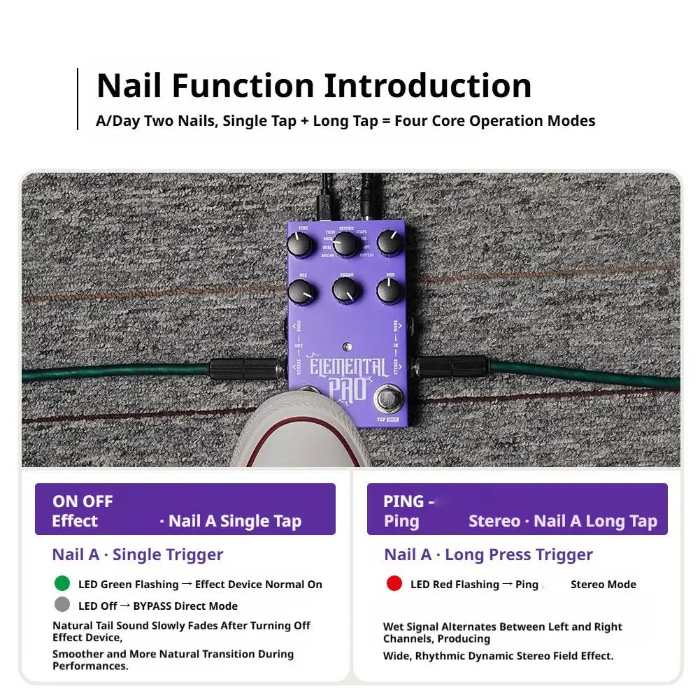 Digital Delay Guitar Effects Pedal Stereo Delay Pedal with Tap Tempo Hold Infinite Sustain Dual Footswitch for Electric Guitar
