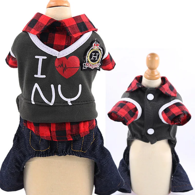 Spring Autumn Dog Jumpsuits Pet Dog Clothes For Dogs Chihuahua Plaid Dog Coat Jacket Puppy Pet Clothing For Small Dogs Outfits