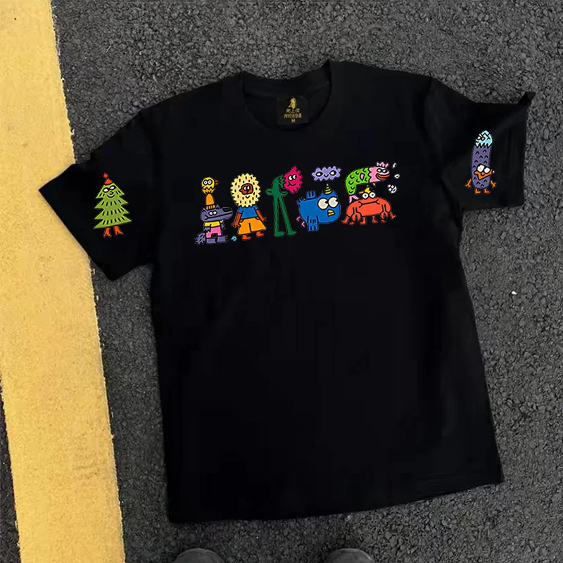 Loose Fit Cotton T-Shirt Unisex Short Sleeve Double Thread UPUPXIA Hero Print Sweat Absorbent round Neck Casual Summer Top