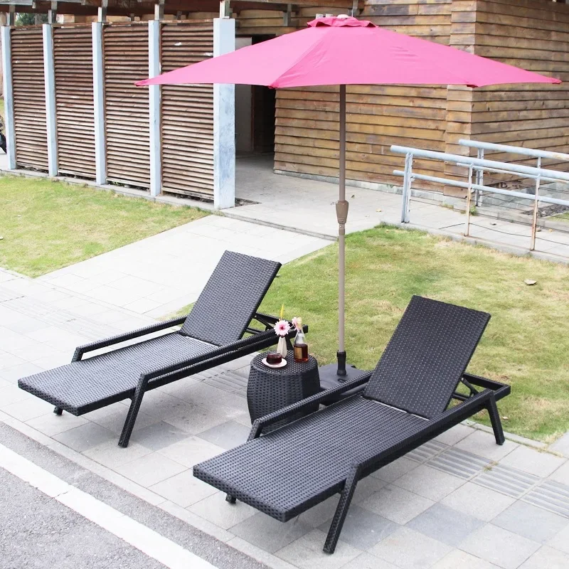 Rattan Bed Villa Leisure Hotel Clubhouse Courtyard Sofa Bed Balcony Outdoor Swimming Pool Beach Rattan Art Lounge