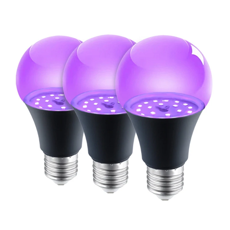 Ampoule UV violette pour décoration de maison, ampoule E26, ampoule spirale Inda pour restaurant, lueur 360, violet et noir, 12W, 85-265V