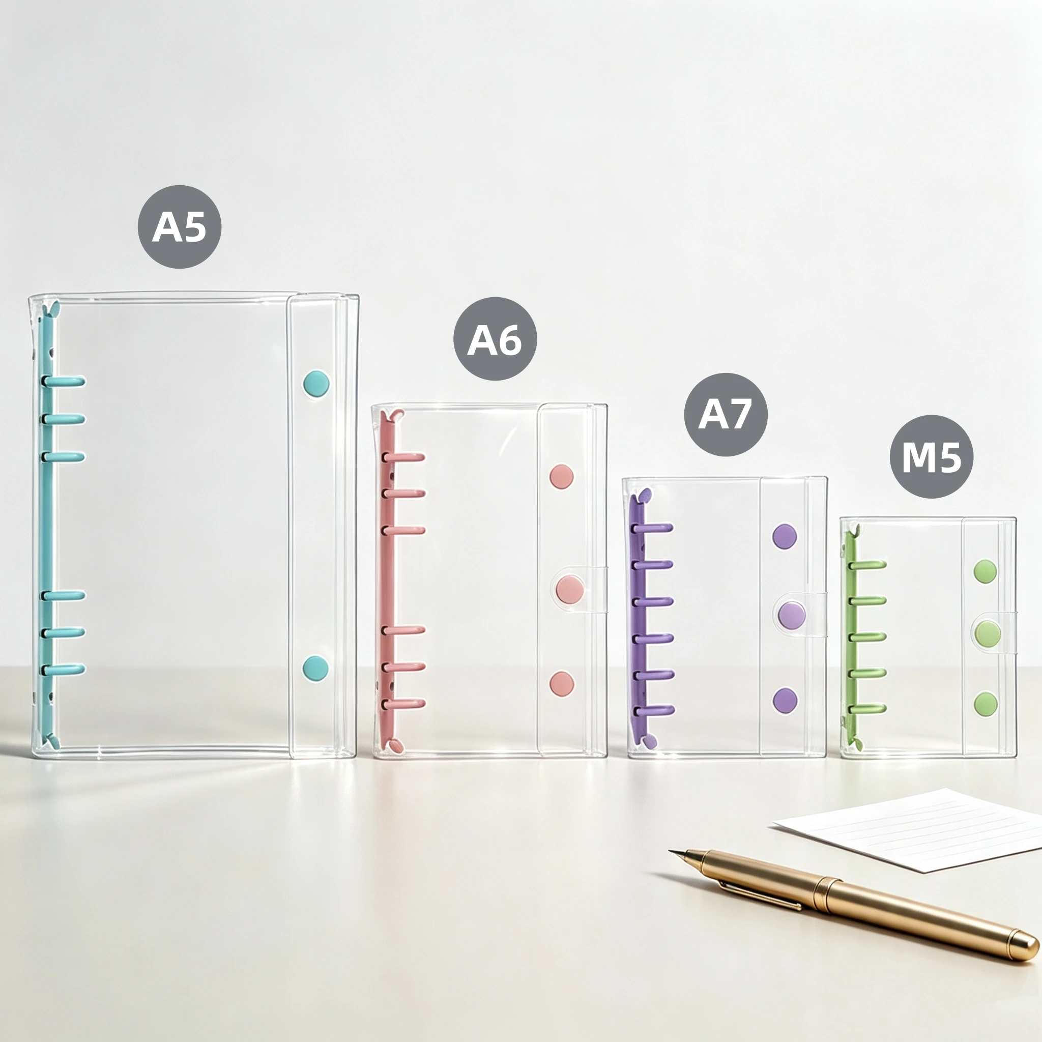 A7 Widening Double Button Transparent PVC Soft Cover Binder Cover Journal Sketchbook Accessories Diary Office Supplies Travel