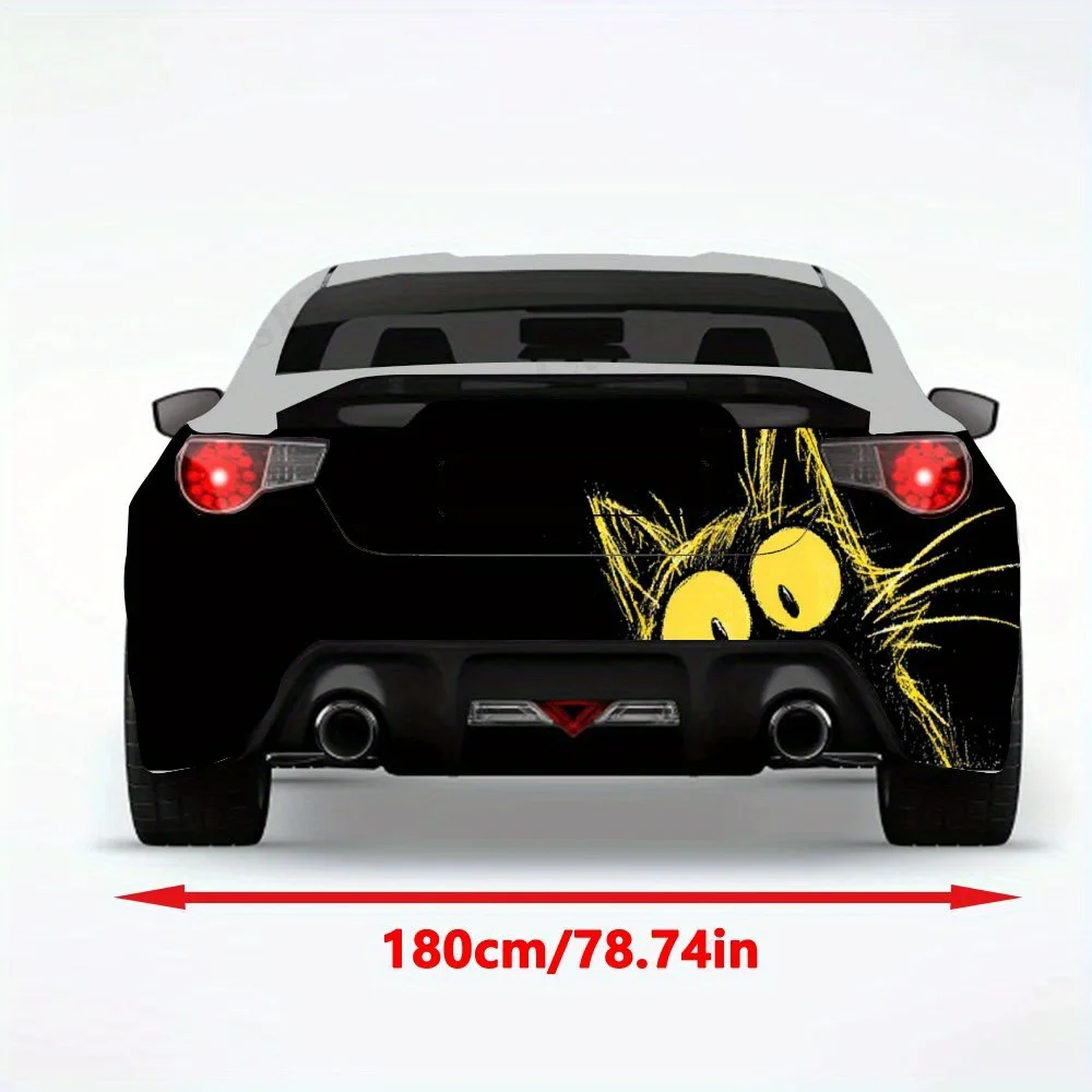 Cute Peeking Cat Graphic ,Vinyl Decal for Car Rear, Waterproof Self-Adhesive Vinyl Stickers for Vehicle Tail and Bumper, Decorat