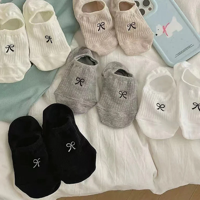 女士夏季可爱蝴蝶结隐形船袜