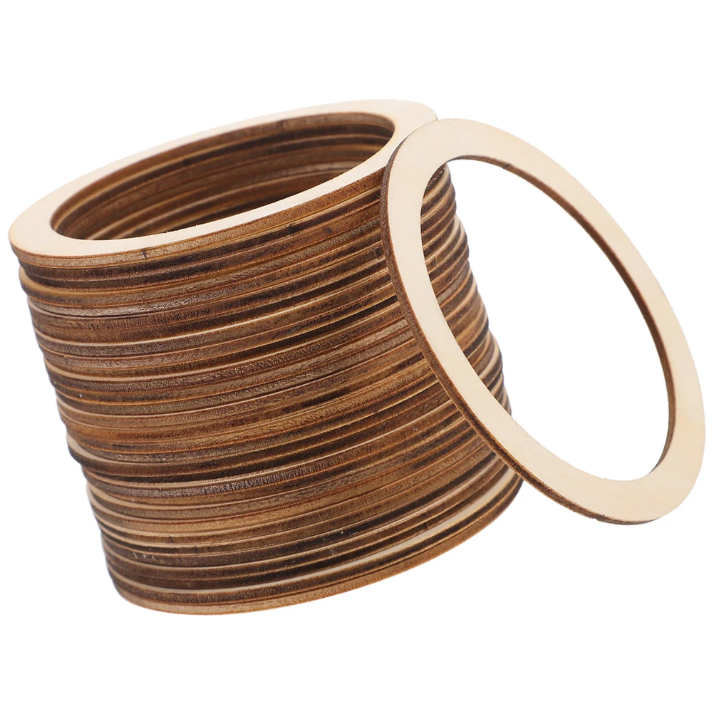 

50pcs Wooden Circles 6cm Craft Material Unfinished Wood Rings for Diy Projects Home Decor Easy to Paint Both Sides Save Time