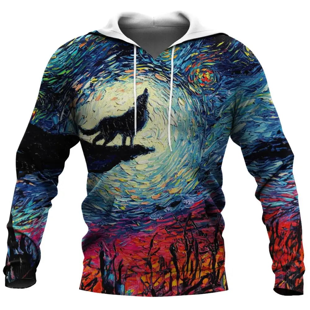 Night Starry Sky Hoodies For Men Digital Printing Simple Haikyuu Sweatshirts Clothing Crew Neck Pullover Streetwear Long Sleeve