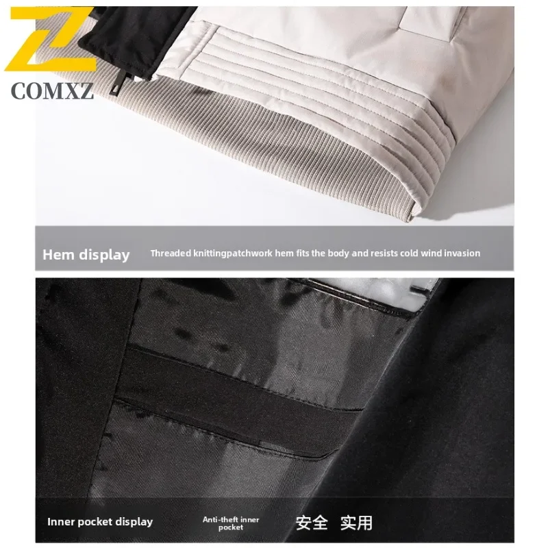 COMXZ الرجال سترة منفوخة موضة الطباعة تزلج الشارع يندبروف الدافئة السفر القطن وسادة مبطنة عادية الثلوج مبطن جاكيتات 2025 #6