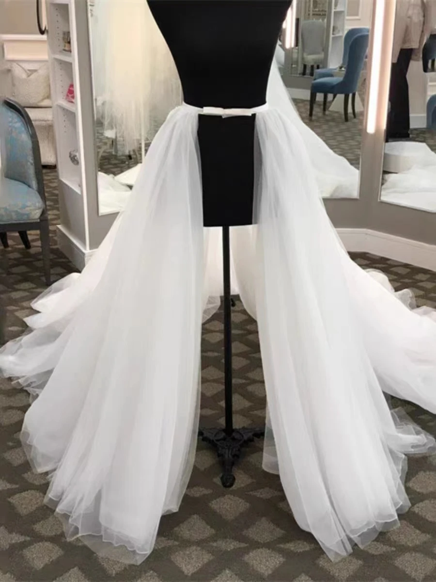 Gonna rimovibile da sposa con treno staccabile in Tulle per abiti da sposa di lusso con fiocco soprabito