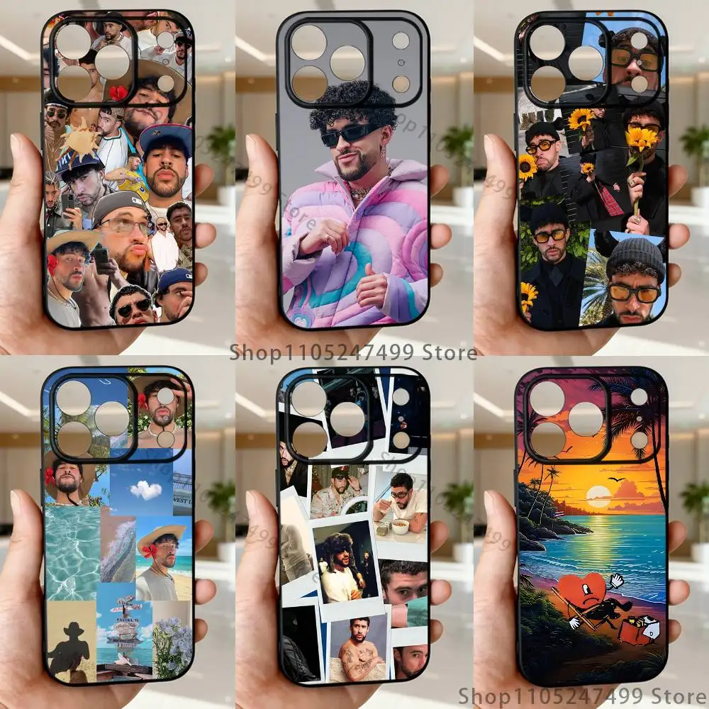 

B-Bad B-Bunny singer Phone Case For iPhone 17,16,15,14,13,12,11,Pro,Max,Plus,E,Air,Mini Protective Black Cover
