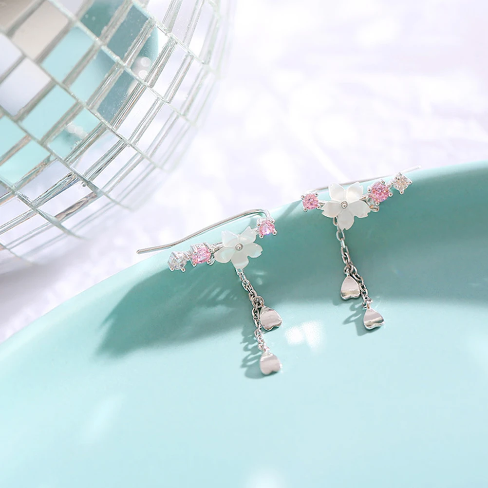 

Cherry Blossom Earrings Copper Small Dangle Vintage Women Flower Jewelry Lightweight Gifts Accessories Birthday Valentine