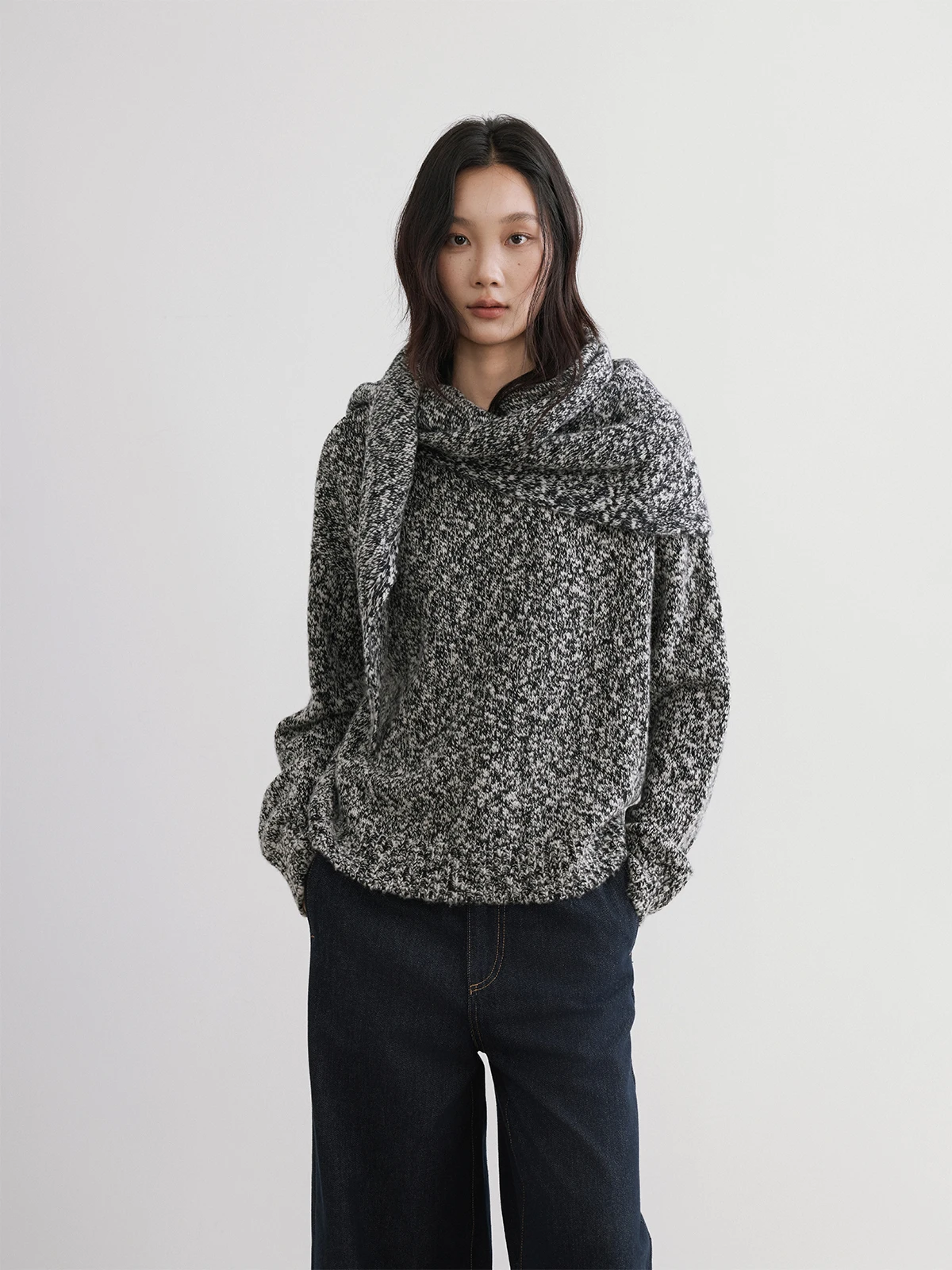 

Вязаный свитер-пуловер из смесовой шерсти Camere с круглым вырезом, с цветочным узором, свободного кроя, для женщин...