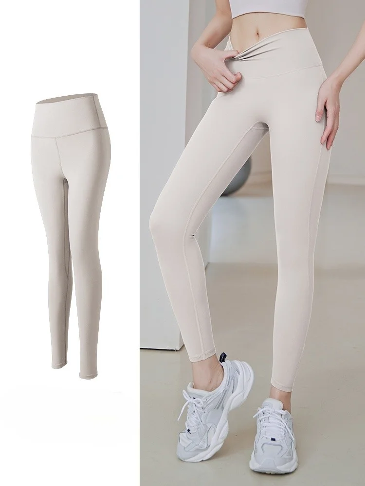 Yoga Pants Loose Woman Women Shape Outer Side Cut Anti Slip Bodybuilding Three Quarter Mid Calf Charcoal Fluff Lace Up Polar Ins