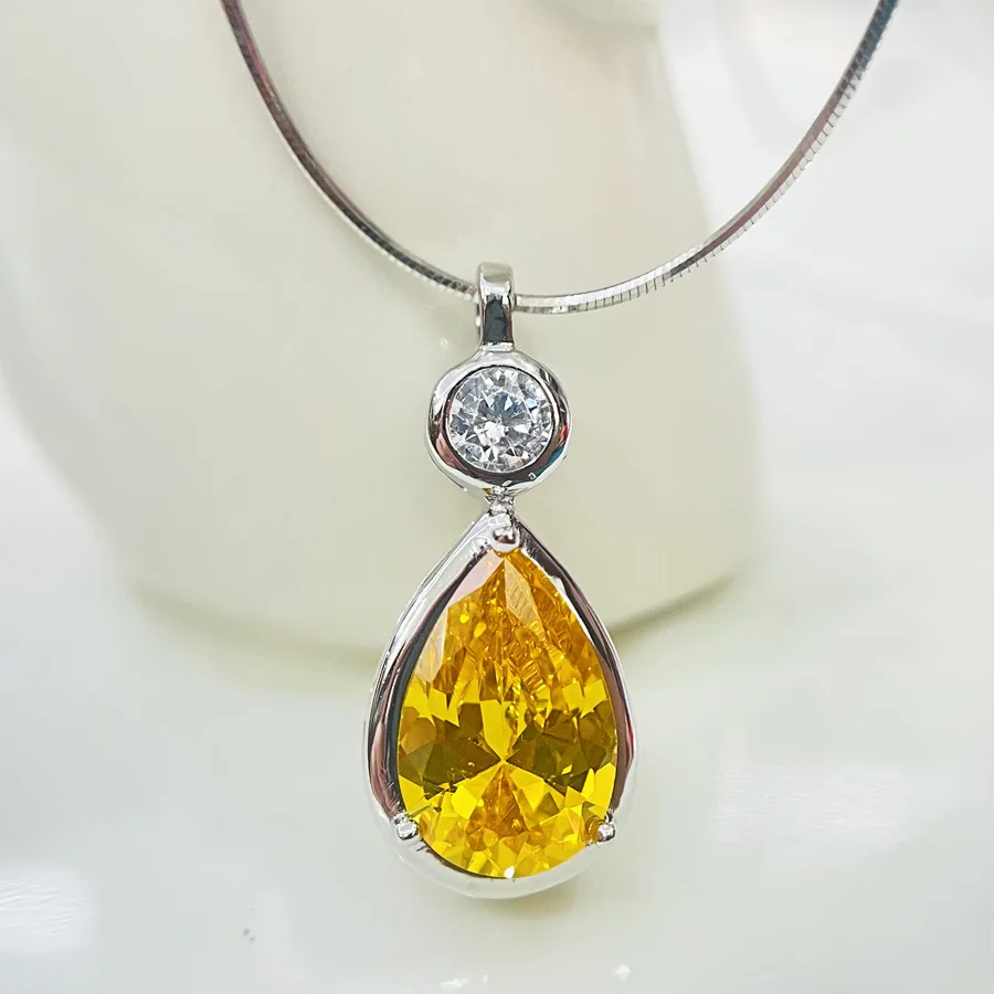 

Buyee 925 Sterling Silver Female Stone Pendant Chain Colored Crystal Necklace for Women Fashion Fine Jewelry Collarbone Chain