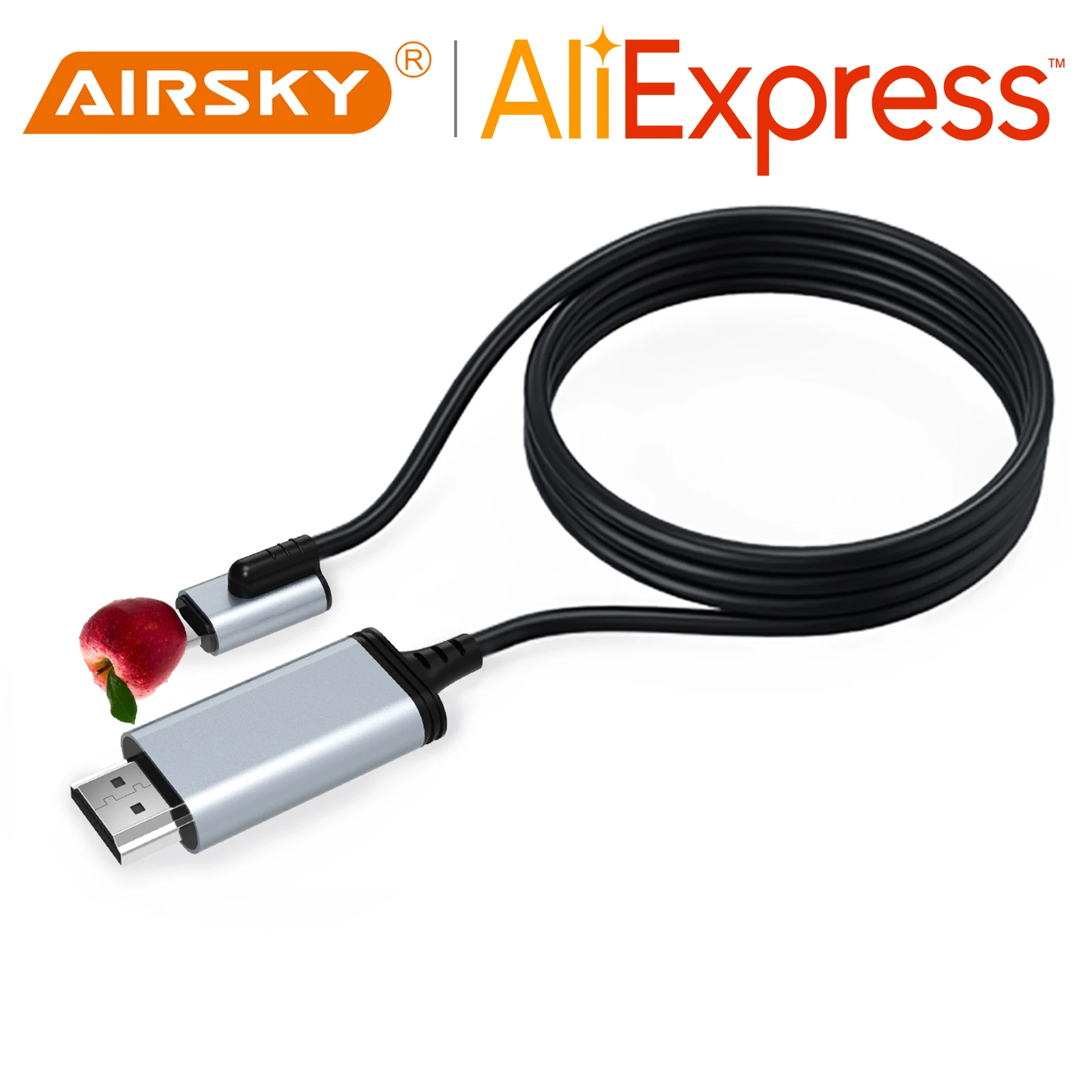 AIRSKY Lightning to HDMI PD Cable for Apple Iphone Ipad Huawei Type C TV Projectors Monitors Screen Rotation Game Live Streaming