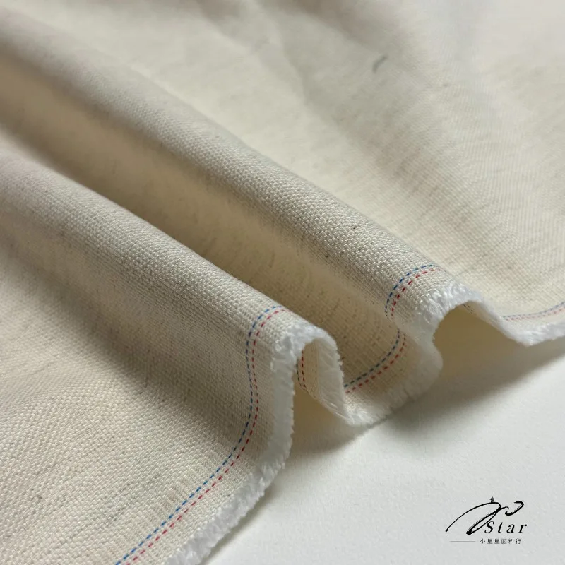 1Meter 100% linen thick beige linen fabric skin-friendly wide-leg pants jacket windbreaker fabric
