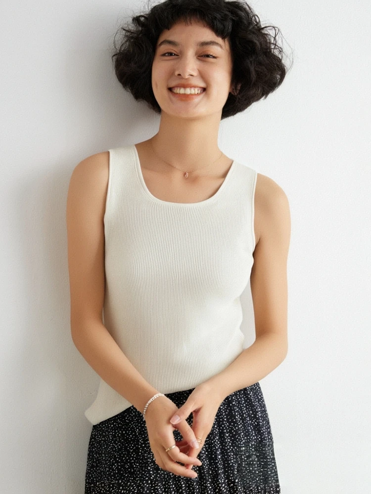 

00% Wool Knitted Vest Women's Slim Fit Svel round Ne Spring Sle Versatile Base Layer Soft Comfortable Ko...