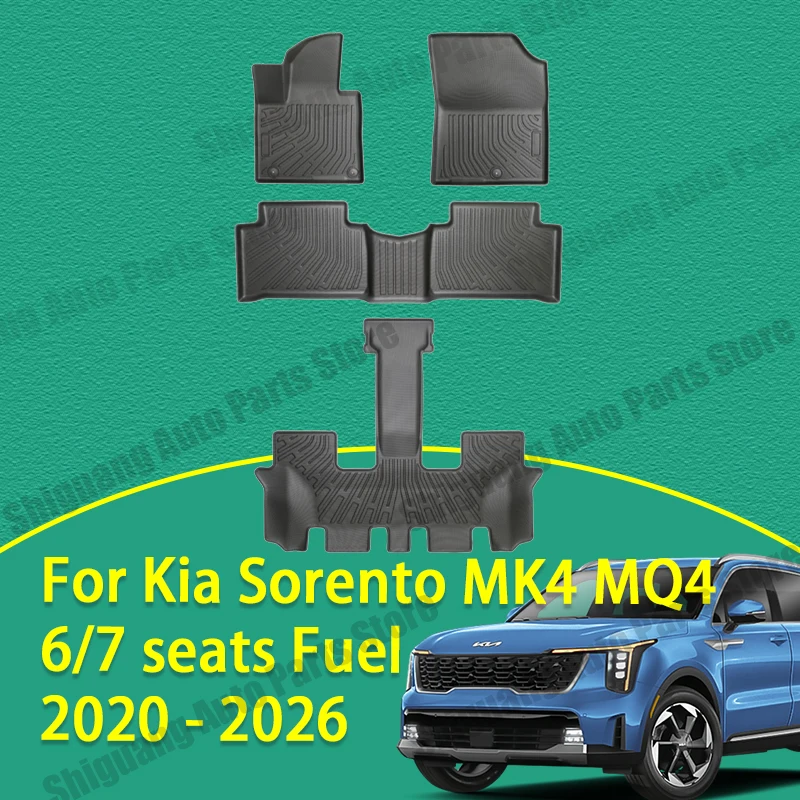 Front Rear TPE Floor Mats for Kia Sorento MK4 MQ4 6 7 Seats Fuel 2020 - 2026 Backrest Cushion Trunk Mat Waterproof Accessories