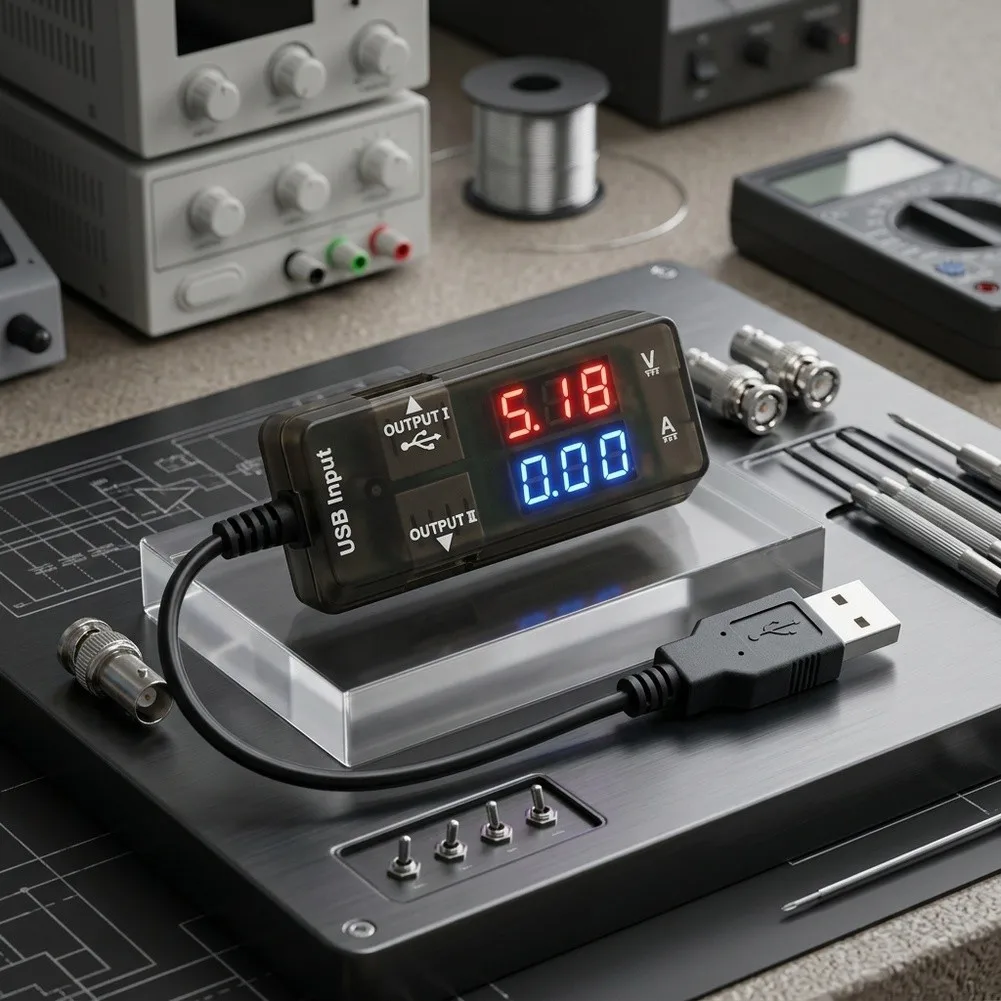 usbパワーアナライザーテスター、リアルタイムデュアルディスプレイ搭載、電圧32-10v、電流0-3a対応、現場検査に最適