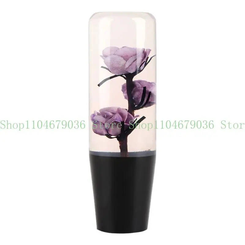 

652F Strong Acrylic Crystal Rose Gear Shifts Knob Offers Smooth Operation & Universal Compatibility Quick Fixing for Car