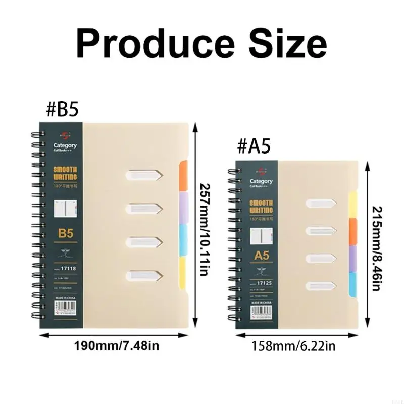 Twin-Wire Binding Notebook Journal 210 Page Wide Ruled with Colored Page Divider