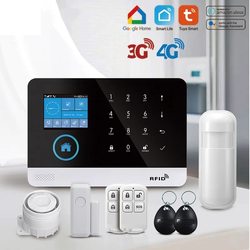 New! Home Alarm Wireless WIFI 4G Home Security Alarm System For Tuya APP With Pet Motion Sensor Smoke Detector Gas Securiti