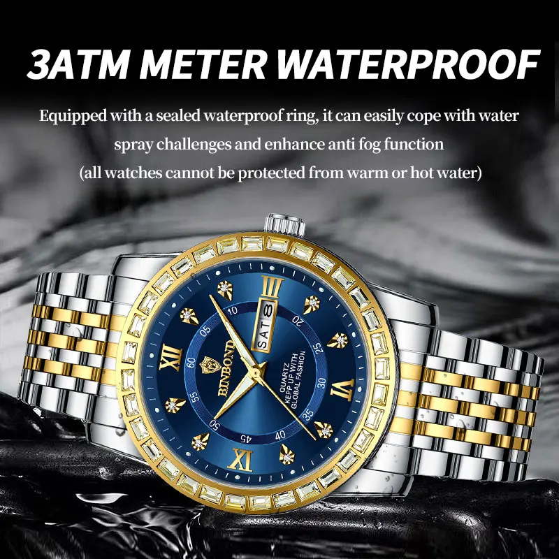 2024 New Luxury Watch for Man Elegant Date Week Waterproof Luminous Men Watch Quartz Stainless Steel Sports Men\'s Watches reloj