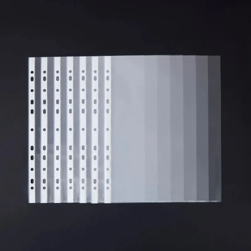 

A4 100pcs 11holes Plastic Punched File Folders for Documents Sleeves Leaf Documents Bag Protector Office Supplies
