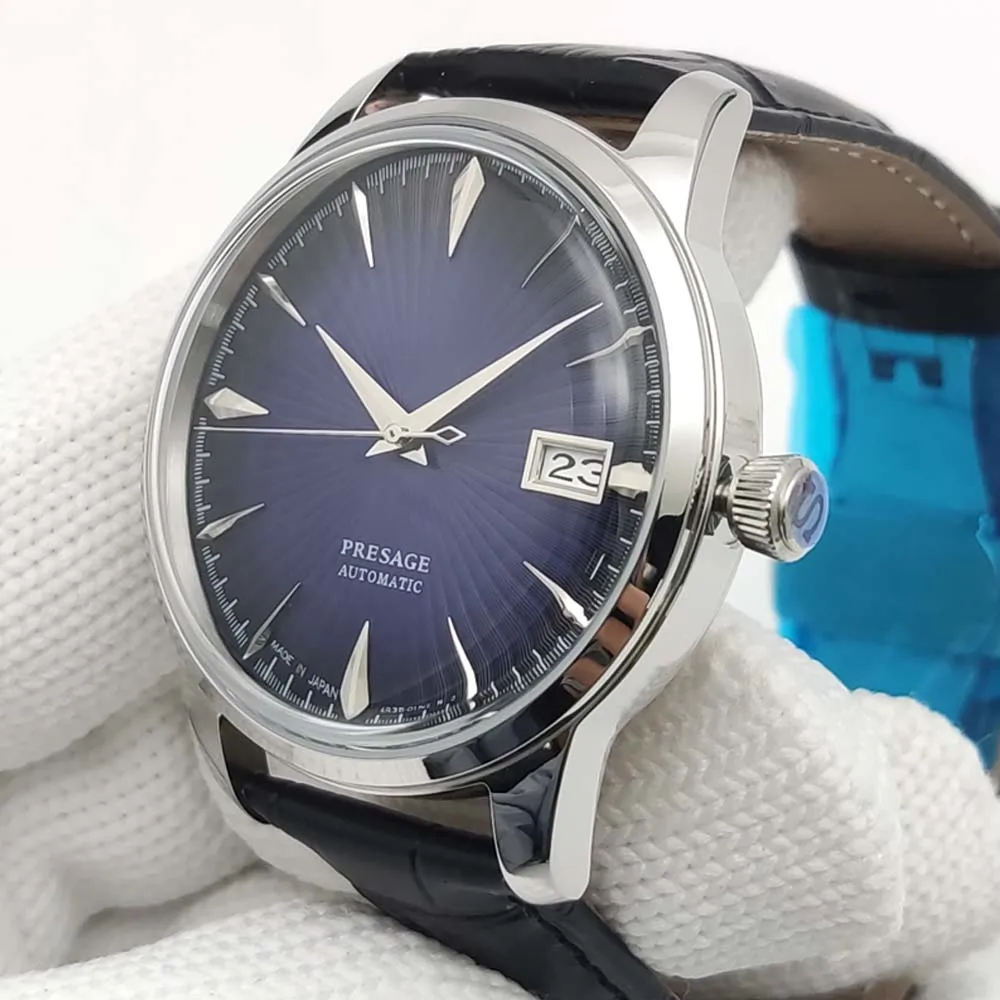 ساعة ميكانيكية أوتوماتيكية دائرية كلاسيكية للرجال، عيار NH35، هيكل 40 ملم، حزام جلدي مريح، ساعة رجالية