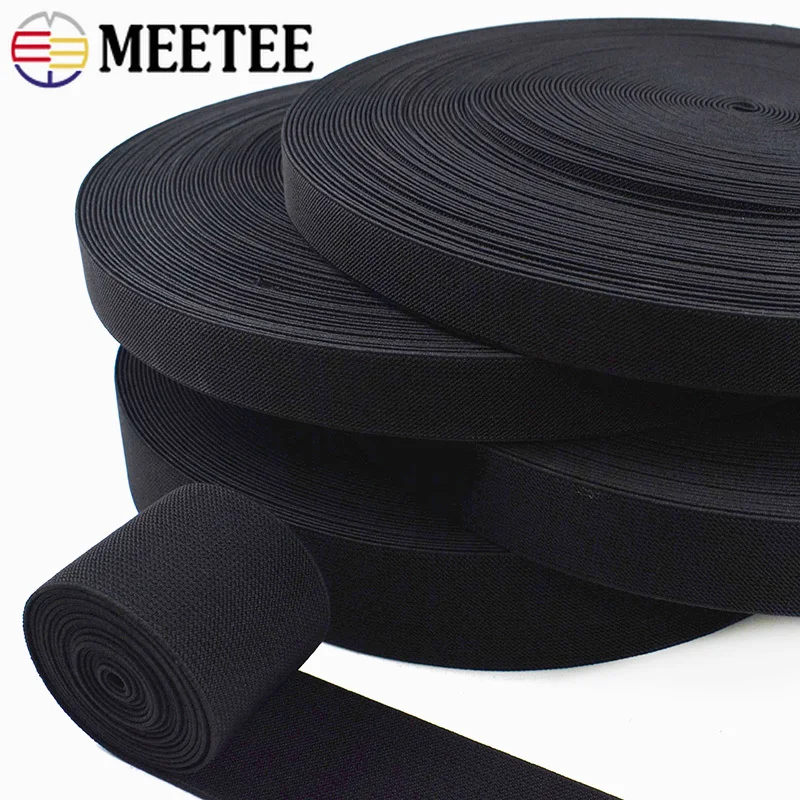 

4M 10-80mm Black Elastic Band Stretch Webbing Tape for Pants Waistband Dress Belt Garment Rubber Bands DIY Sewing Accessories