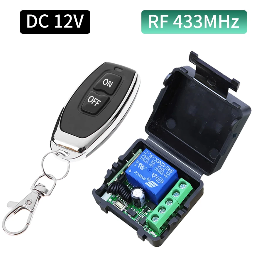 DC12V 10A Relay Receiver RF 433Mhz Universal Switch Remote Control 1CH Module 2CH Transmitter for LED Lighting Garage Gate Door