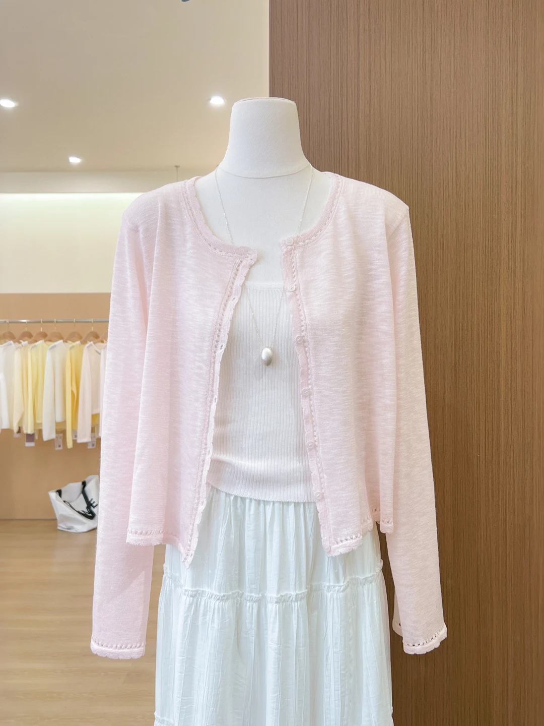 

Dopamine Hollow out Lace Thin Knitted Women's Long Sleeve Summer Korean Style Sun Protection Top City Walk Open Cardigan