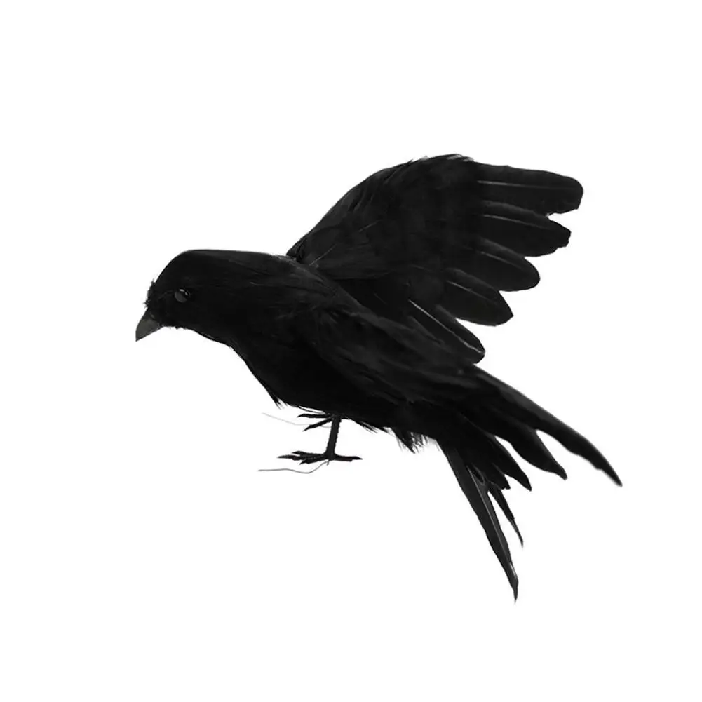 Simulierter schwarzer Krähen-Vogel als Vogelabwehr für den Außenbereich, Garten, Halloween-Party-Requisite, Gothic-Grusel-Dekoration, Ornament – Detail 9