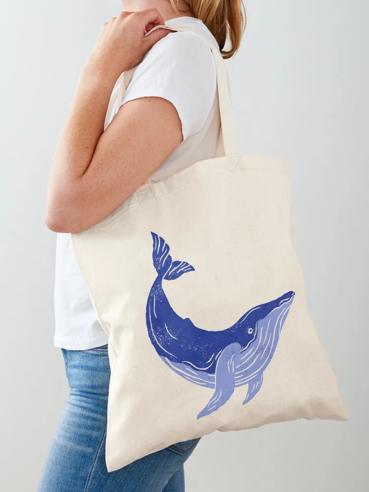 

blue whale pattern pack Tote Bag Canvas shoulder bag supermarket folding bag shopper bags hand