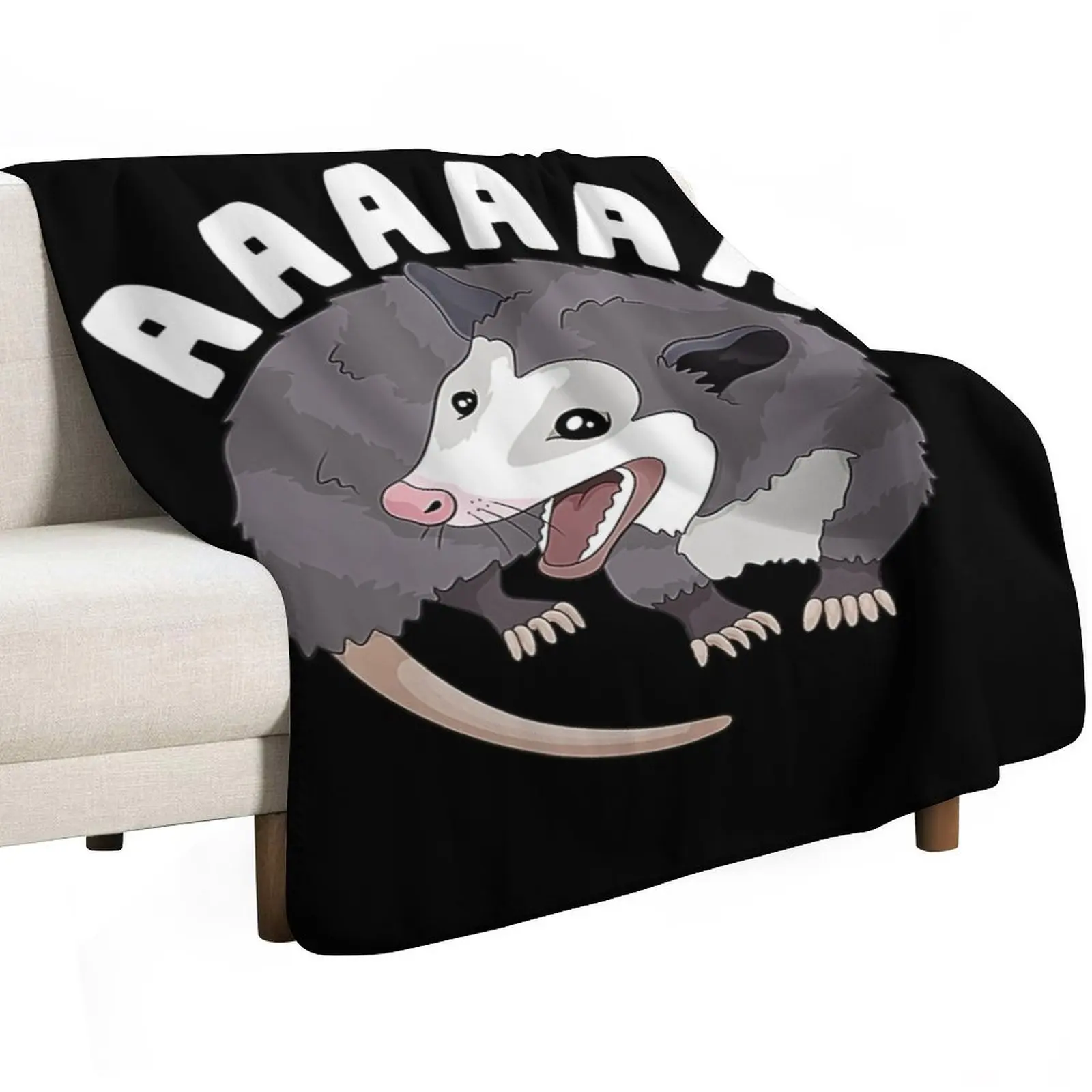 AAAAAA Screaming Opossum Stressed Possum Funny Dank Meme Throw Blanket Outdoor Soft Blanket for Picnic Beach Camping