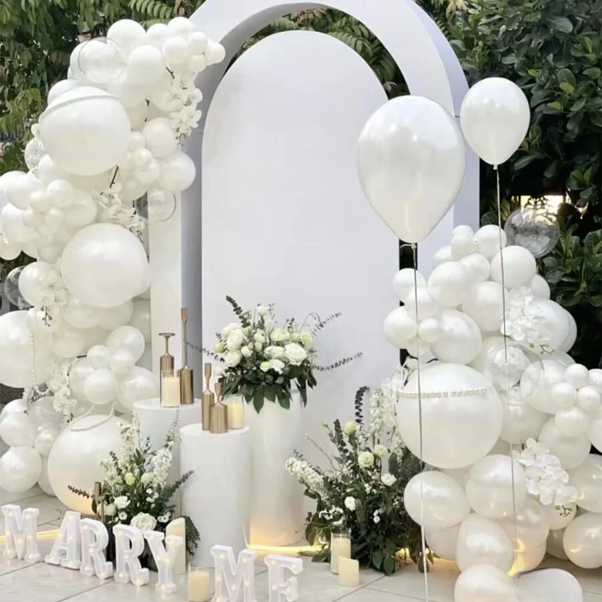 101pcs latex Balloon Arch kit, pearly white party decorating balloons for birthdays, engagement ceremonies and more