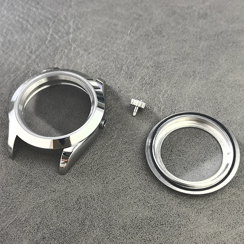 حافظة ساعة من الفولاذ المقاوم للصدأ مع كريستال الياقوت وعرض خلفي يناسب حركات NH35/NH36 سوار بمشبك 36 مم و39 مم