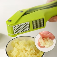 HooFun Manual Garlic Press and Slicer - 304 Stainless Steel, Multi-Functional Garlic Crusher & Chopper, Reusable Kitchen Gadget