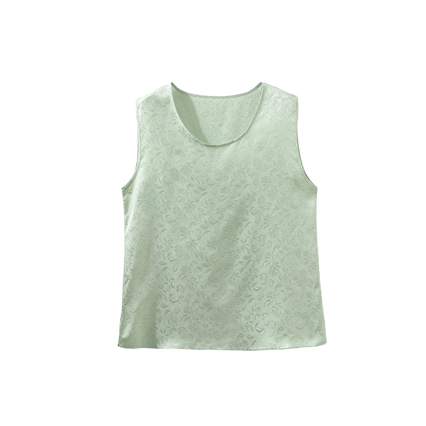 Winsleter-100%Real Silk Elegant Vest, O Neck Jacquard, Women French Commute Thin Outerwear Loose Vest, 2026 Summer New T67701CC